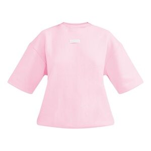 PRETTYLITTLETHING Baby Pink Badge Detail Oversized Short Sleeve Sweatshirt